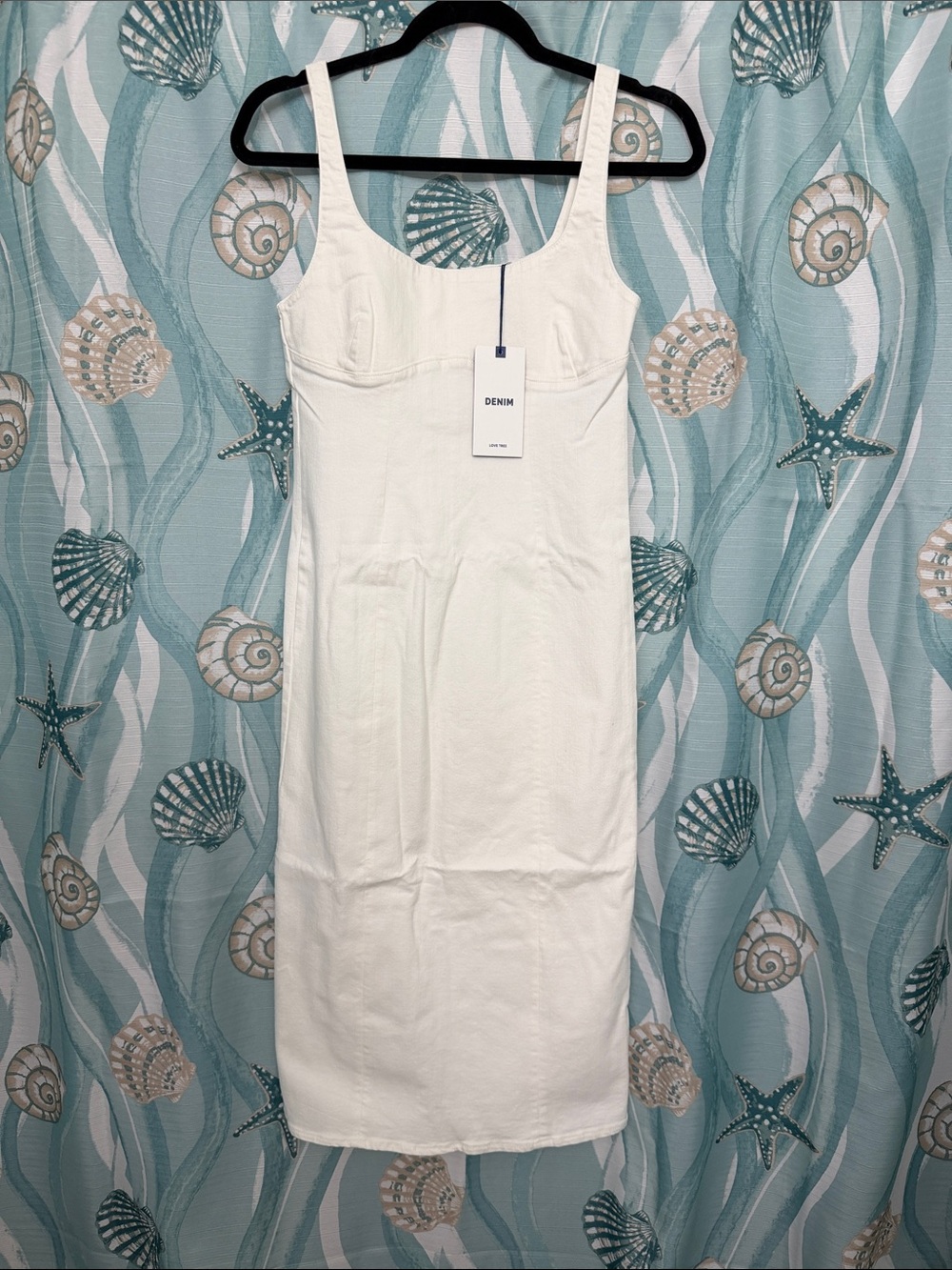 Love Tree White Tank Denim Midi Dress